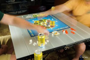 Two TakTables™ attached together make a perfect temporary board game table.