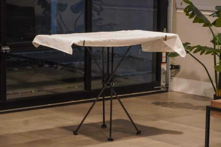 TakTable set up with tablecloth
