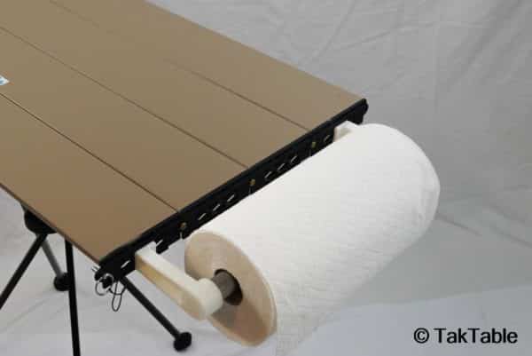 Towel holder for TakTable with paper towels.