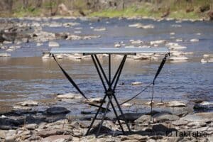 TakTable set up in a rocky stream
