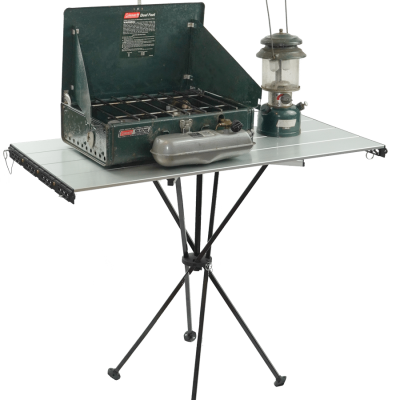TakTable™ with Coleman 2 burner stove and lantern